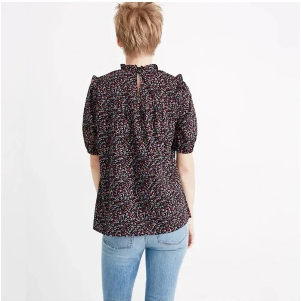 Madewell Puff-Sleeve Ruffle Top in Fieldwalk Floral